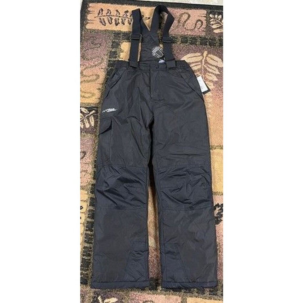 NEW MINUS ZERO Ski Bib Snow Pants Snap Front Zip Fly Pockets Unisex Black 10/12